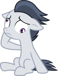 Size: 2265x2972 | Tagged: safe, alternate version, artist:frownfactory, edit, editor:slayerbvc, vector edit, rumble, earth pony, pony, g4, colt, derp, dizzy, earth pony rumble, floppy ears, high res, male, race swap, simple background, sitting, solo, transparent background, vector