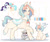 Size: 1024x868 | Tagged: safe, artist:alroura, coco pommel, opalescence, rarity, oc, oc only, earth pony, pony, unicorn, g4, baby, baby pony, deviantart watermark, eyepatch, female, filly, magical lesbian spawn, mare, obtrusive watermark, offspring, older, parent:coco pommel, parent:rarity, parents:marshmallow coco, saddle, solo, tack, tongue out, watermark