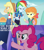 Size: 1920x2160 | Tagged: safe, edit, edited screencap, editor:quoterific, screencap, applejack, megan williams, megan williams (g4), pinkie pie, rainbow dash, earth pony, pony, equestria girls, equestria girls specials, g4, my little pony equestria girls: better together, my little pony equestria girls: rollercoaster of friendship, not asking for trouble, season 7, clothes, cutie mark, cutie mark on clothes, female, geode of super speed, geode of super strength, high res, magical geodes, mare, open mouth, shhh, you have to make it official