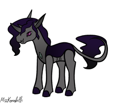 Size: 1750x1500 | Tagged: safe, artist:misskanabelle, oc, oc only, changedling, changeling, changepony, hybrid, pony, changedling oc, changeling oc, interspecies offspring, leonine tail, magical gay spawn, male, offspring, parent:king sombra, parent:thorax, parents:sombrax, signature, simple background, solo, transparent background
