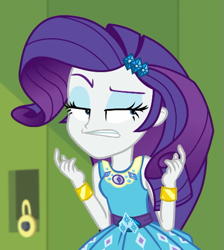 Size: 493x551 | Tagged: safe, screencap, rarity, equestria girls, equestria girls specials, g4, my little pony equestria girls: better together, my little pony equestria girls: holidays unwrapped, o come all ye squashful, cropped, dreamworks face, female, frown, gritted teeth, lidded eyes, rarity is not amused, solo, unamused