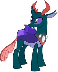 Size: 3282x4096 | Tagged: safe, artist:agdapl, pharynx, changedling, changeling, g4, looking back, male, prince pharynx, scar, simple background, solo, transparent background