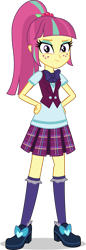 Size: 1139x3311 | Tagged: safe, artist:sebisscout1997, sour sweet, equestria girls, g4, my little pony equestria girls: friendship games, bowtie, clothes, crystal prep academy, crystal prep academy uniform, crystal prep shadowbolts, female, freckles, looking at you, pleated skirt, ponytail, school uniform, simple background, skirt, smiling, smug, solo, transparent background, vector