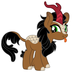 Size: 3070x3055 | Tagged: safe, artist:andrevus, oc, oc only, oc:chestnut cake, kirin, pony, :p, cheeky, female, high res, kirin-ified, looking at you, mare, scrunchy face, silly, silly pony, simple background, solo, species swap, tongue out, transparent background