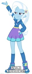 Size: 500x1135 | Tagged: safe, trixie, equestria girls, equestria girls specials, g4, my little pony equestria girls: better together, my little pony equestria girls: forgotten friendship, hand on hip, text