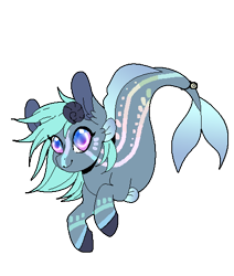 Size: 440x520 | Tagged: safe, artist:jahpan, oc, oc only, merpony, seapony (g4), dorsal fin, fins, fish tail, flowing mane, flowing tail, multicolored eyes, simple background, smiling, solo, tail, toy, transparent background