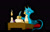 Size: 1280x820 | Tagged: safe, artist:addelum, gallus, griffon, g4, atg 2021, candle, candlelight, candlestick, dark room, desk, newbie artist training grounds, quill, scroll, solo, writing