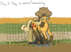 Size: 1000x732 | Tagged: safe, artist:addelum, applejack, earth pony, pony, g4, atg 2021, galloping, mud, muddy, newbie artist training grounds, simple background, solo, transparent background, yeehaw