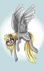Size: 1241x2000 | Tagged: source needed, safe, artist:smirk, derpy hooves, pony, g4, blushing, flying, full body, solo