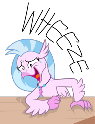 Size: 2680x3500 | Tagged: safe, artist:andrevus, derpibooru exclusive, silverstream, classical hippogriff, hippogriff, beak, faic, female, high res, laughing, meme, meme face, open beak, open mouth, reaction image, simple background, solo, transparent background, wheeze, wings, you look so weird