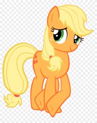 Size: 840x1059 | Tagged: artist needed, source needed, safe, applejack, earth pony, pony, g4, alpha channel, crossed legs, female, freckles, hatless, looking at you, mane, mare, missing accessory, solo, underhoof, vector