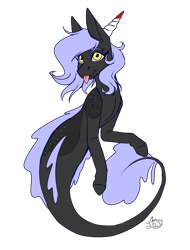 Size: 901x1185 | Tagged: safe, artist:chrissyl0v3, oc, oc only, merpony, seapony (g4), dorsal fin, eyelashes, fins, fish tail, purple mane, simple background, smiling, solo, tail, tongue out, transparent background, yellow eyes