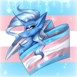 Size: 768x768 | Tagged: safe, artist:limilyphan2019, trixie, pony, unicorn, g4, female, pride, pride flag, pride month, trans female, trans trixie, transgender, transgender pride flag