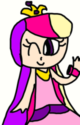 Size: 664x1038 | Tagged: safe, artist:sugarbugjewelpet, princess cadance, human, g4, 1000 hours in ms paint, clothes, crown, dress, female, humanized, jewelry, one eye closed, regalia, simple background, solo, watch, white background, wink