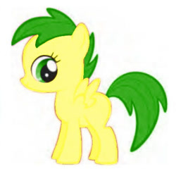 Size: 454x436 | Tagged: safe, artist:pagiepoppie12345, edit, oc, oc only, oc:jade, pegasus, pony, female, filly, mare, recolor, simple background, smiling, solo, super filly adventure, white background, wings