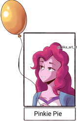 Size: 1483x2348 | Tagged: safe, alternate version, artist:_lika_art_chan_, pinkie pie, equestria girls, g4, balloon, bust, clothes, party balloon, simple background, solo, white background