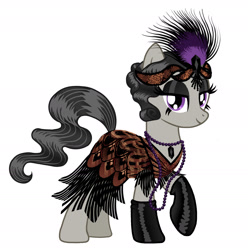 Size: 1938x1953 | Tagged: safe, artist:mylittlepastafarian, octavia melody, earth pony, pony, g4, 20s, alternate hairstyle, bedroom eyes, clothes, dress, evening gloves, eyelashes, female, flapper, gloves, headdress, jewelry, long gloves, mare, necklace, raised hoof, simple background, solo, white background