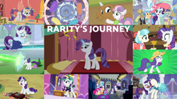 Size: 1280x720 | Tagged: safe, edit, edited screencap, editor:quoterific, screencap, applejack, coco pommel, fluttershy, golden gavel, pinkie pie, pish posh, rainbow dash, rarity, silver frames, spike, swan song, twilight sparkle, vance van vendington, alicorn, pegasus, pony, unicorn, canterlot boutique, dragon dropped, friendship is magic, g4, it isn't the mane thing about you, look before you sleep, rarity takes manehattan, season 1, season 2, season 3, season 4, season 5, season 6, season 7, season 8, season 9, simple ways, sisterhooves social, suited for success, sweet and elite, the ending of the end, the last problem, the saddle row review, alternate hairstyle, female, golden oaks library, journey, male, mane seven, mane six, mare, older, older rarity, punk, raripunk, stallion, twilight sparkle (alicorn)