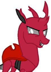 Size: 475x661 | Tagged: safe, artist:agdapl, changedling, changeling, base used, changedlingified, crossover, grin, male, red changeling, simple background, smiling, soldier, soldier (tf2), solo, species swap, team fortress 2, transparent background