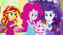 Size: 1280x720 | Tagged: safe, artist:amante56, fluttershy, pinkie pie, rarity, sunset shimmer, human, equestria girls, g4, my little pony equestria girls: rainbow rocks, '90s, 2015, absurd file size, animated, bedroom, brush, cellphone, clothes, equestria spice girls, female, hairbrush, hand on hip, lip sync, nightgown, pajamas, phone, pinkie pie's bedroom (equestria girls), singing, sleepover, slumber party, sound, spice girls, spoon, wannabe, webm, youtube link