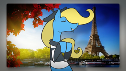 Size: 1280x720 | Tagged: safe, artist:crikeydave, oc, oc only, oc:madame banane, pony, bronydays, euro ponies unite, france, mascot, paris, solo, youtube link