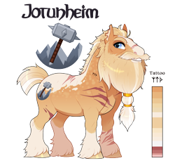 Size: 874x811 | Tagged: safe, artist:lastnight-light, oc, oc only, oc:jotunheim, earth pony, pony, beard, cutie mark, facial hair, hammer, male, male oc, norse, norse pony, runes, scar, simple background, solo, stallion, transparent background, uncial script, viking, war hammer, weapon