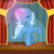 Size: 4000x4000 | Tagged: safe, artist:pizzamovies, derpibooru exclusive, trixie, pony, unicorn, g4, absurd resolution, blushing, chest fluff, curtains, cute, cutie mark, diatrixes, eyes closed, female, glowing horn, happy, horn, magic, mare, open mouth, open smile, raised hoof, raised leg, smiling, solo, sparkles, stage