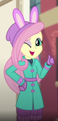 Size: 272x562 | Tagged: safe, screencap, fluttershy, blizzard or bust, equestria girls, equestria girls specials, g4, my little pony equestria girls: better together, my little pony equestria girls: holidays unwrapped, cropped, solo, thumbs up