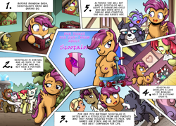 Size: 1700x1225 | Tagged: safe, artist:tarkron, apple bloom, button mash, daring do, mane allgood, scootaloo, snap shutter, sweetie belle, terramar, changedling, changeling, dog, earth pony, hippogriff, pegasus, pony, unicorn, series:five things you didn't know, g4, asexual, bipedal, bipedal leaning, book, bowling, bowling ball, commission, cutie mark crusaders, female, headcanon, kissing, leaning, male, misleading thumbnail, plushie, poster, pterolycus, sexuality, sexuality headcanon, ship:sweetiemash, shipping, straight, winged dog, wings