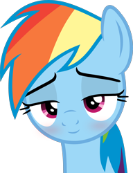 Size: 3078x4000 | Tagged: safe, artist:coolrainbow20, artist:slb94, edit, vector edit, rainbow dash, pegasus, pony, g4, blushing, drunk, drunker dash, simple background, smiling, smirk, solo, transparent background, vector