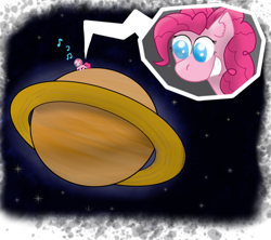 Size: 1280x1137 | Tagged: safe, artist:zeccy, pinkie pie, earth pony, pony, g4, atg 2021, female, newbie artist training grounds, saturn, space