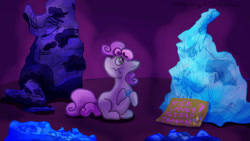 Size: 1280x720 | Tagged: safe, artist:kirbyliscious, sweetie belle, pony, unicorn, g4, female, filly, rock candy, solo