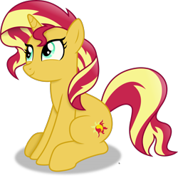 Size: 4449x4445 | Tagged: safe, artist:anime-equestria, sunset shimmer, pony, unicorn, equestria girls, g4, absurd resolution, cute, female, happy, horn, mare, shimmerbetes, simple background, sitting, smiling, solo, transparent background, vector