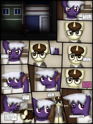 Size: 1750x2333 | Tagged: safe, artist:99999999000, oc, oc only, oc:cwe, oc:firearm king, pony, comic:visit, clothes, comic, couch, glasses, night