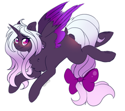 Size: 3000x2664 | Tagged: safe, artist:2pandita, oc, oc only, oc:daylin hatsune, alicorn, pony, bow, female, high res, mare, simple background, solo, tail bow, two toned wings, white background, wings