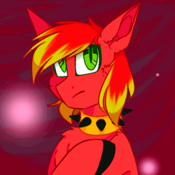 Size: 900x900 | Tagged: safe, artist:mediasmile666, oc, oc only, pony, abstract background, animated, bust, collar, colored hooves, slit pupils, solo, spiked collar