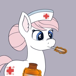 Size: 1000x1000 | Tagged: safe, artist:redquoz, nurse redheart, earth pony, pony, g4, atg 2021, female, medicine, newbie artist training grounds, simple, simple background, solo