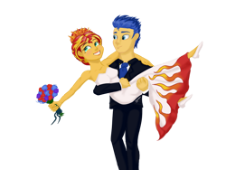 Size: 1032x775 | Tagged: safe, artist:kaderpow, flash sentry, sunset shimmer, equestria girls, g4, duo, female, male, marriage, ship:flashimmer, shipping, simple background, straight, transparent background, wedding