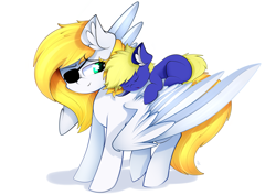 Size: 4093x2894 | Tagged: safe, artist:ahekao, oc, oc only, oc:swift wing, earth pony, pegasus, pony, commission, cute, duo, eyepatch, female, large wings, looking back, male, mare, sleeping, stallion, wings