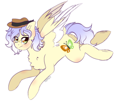 Size: 3000x2664 | Tagged: safe, artist:2pandita, oc, oc only, oc:fast fire, pegasus, pony, female, hat, high res, mare, simple background, solo, two toned wings, white background, wings