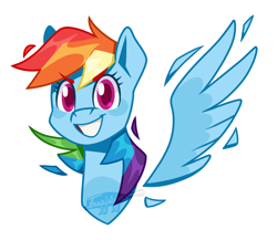 Size: 1150x1000 | Tagged: safe, artist:imaplatypus, rainbow dash, pegasus, pony, bust, colored pupils, cute, dashabetes, looking at you, portrait, smiling, solo, spread wings, wings