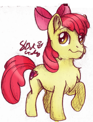 Size: 1002x1308 | Tagged: safe, artist:8bitgalaxy, apple bloom, earth pony, pony, g4, chest fluff, female, filly, simple background, solo, transparent background