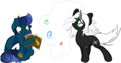 Size: 7346x3855 | Tagged: safe, artist:beigedraws, oc, pegasus, pony, unicorn, duo, magic, simple background, sitting, transparent background