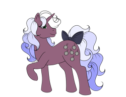 Size: 3000x2300 | Tagged: safe, artist:dancingmylifeaway, oc, oc only, oc:misty trace, pony, unicorn, g1, bow, gradient mane, green eyes, high res, knitting needles, simple background, solo, style emulation, transparent background, yarn