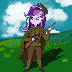 Size: 1280x1289 | Tagged: safe, artist:javisparkle, starlight glimmer, human, equestria girls, g4, clothes, communism, gun, military uniform, mosin nagant, rifle, solo, soviet union, stalin glimmer, uniform, weapon