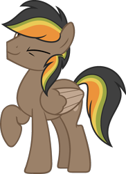 Size: 1353x1856 | Tagged: safe, artist:pegasski, oc, oc only, oc:golden road, pegasus, pony, g4, male, one eye closed, simple background, solo, stallion, transparent background, two toned wings, wings, wink