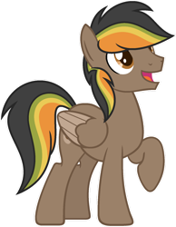 Size: 1024x1318 | Tagged: safe, artist:pegasski, oc, oc only, oc:golden road, pegasus, pony, g4, male, raised hoof, simple background, solo, stallion, transparent background, two toned wings, wings