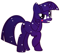 Size: 1069x977 | Tagged: safe, twilight sparkle, pony, unicorn, fighting is magic, g4, female, frown, gritted teeth, mare, night, raised hoof, solo, stars, unicorn twilight