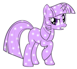 Size: 1102x991 | Tagged: safe, twilight sparkle, pony, unicorn, fighting is magic, g4, blind bag, female, frown, gritted teeth, mare, raised hoof, solo, sparkles, toy, unicorn twilight