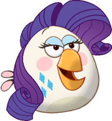Size: 320x347 | Tagged: safe, artist:muhammad yunus, rarity, bird, chicken, g4, angry birds, angry birds toons, crossover, cursed image, female, matilda (angry birds), open mouth, simple background, smiling, solo, transparent background